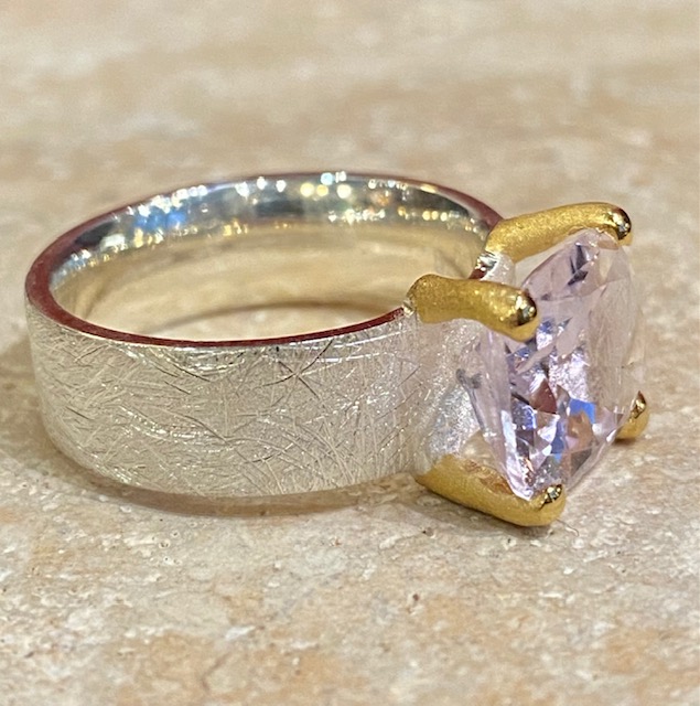 Brushed silver, vermeil and amethyst ring Brushed silver, vermeil and amethyst ring.