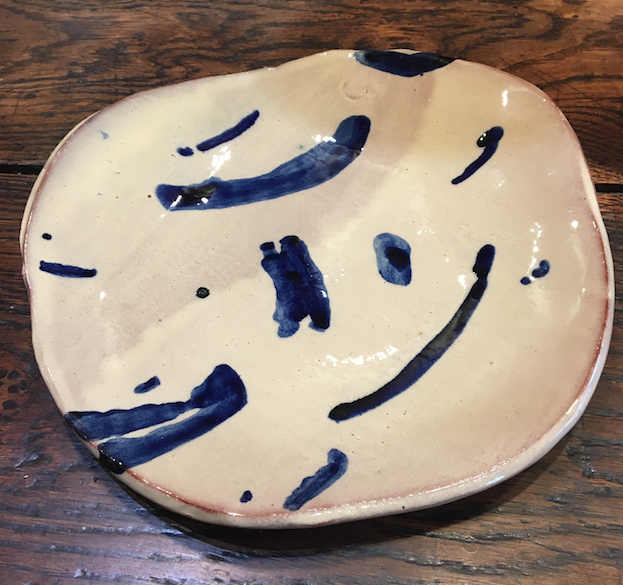 Glazed earthenware plate “Bleue” by Heloïse Bariol