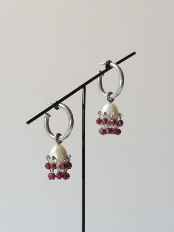 Silver, pearl and garnet earrings