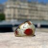 Enamelled sterling silver ring.