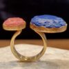 Picture showing a vermeil lapis and rhodochrosite ring.