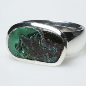 Chrysocolla and sterling silver ring.