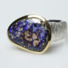 Boulder opal, silver and vermeil ring.