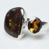 Bague opale boulder, citrine et argent .