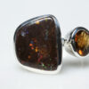 Boulder opal, citrin and silver ring