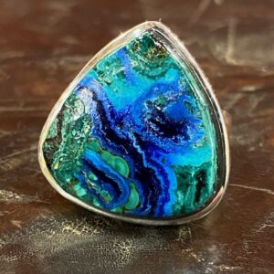 Silver and azurite-malachite ring