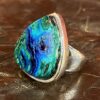 Silver and azurite-malachite ring