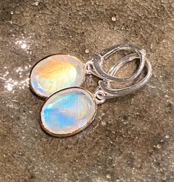 Silver and white labradorite earrings.