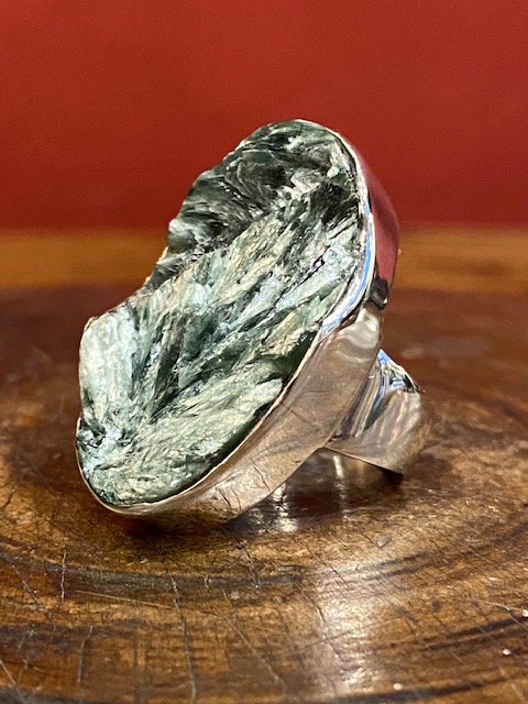 Seraphinite and silver ring.
