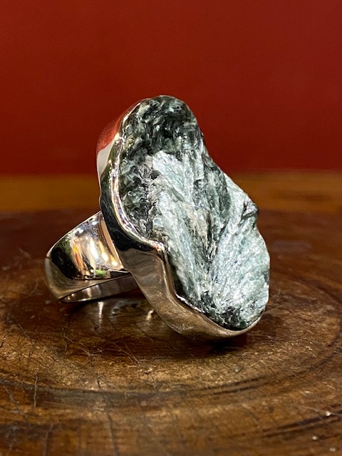 Seraphinite and silver ring.