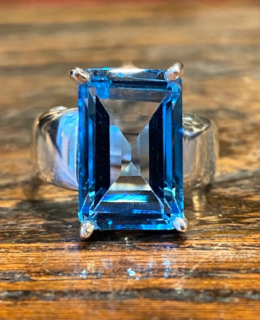 Bague argent et topaze swiss blue