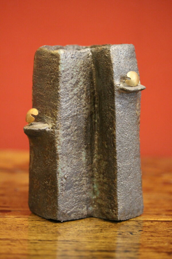 Enamelled black stoneware vase.