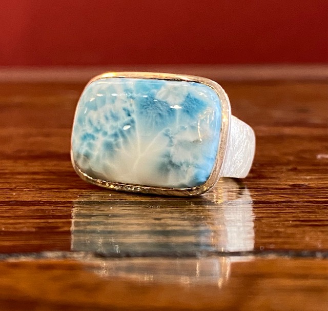 Sterling silver ring with larimar Sterling silver ring with larimar.