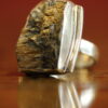 Rough chiastolite and sterling silver ring