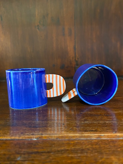 Espresso cup 2 by Eric Hibelot Blue enamelled espresso cup.