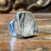 Silver and tourmalinated quartz ring