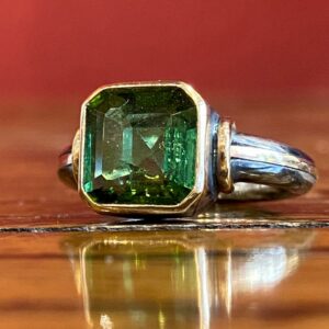 Bague argent, or et tourmaline