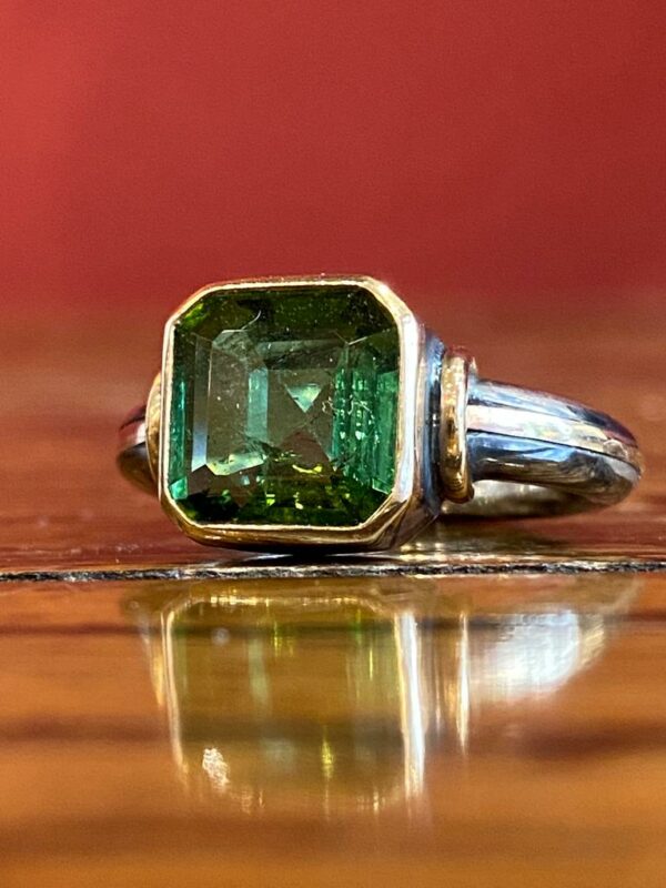 Bague argent, or et tourmaline