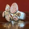 Silver, morganite and diamond ring