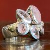 Silver, morganite and diamond ring